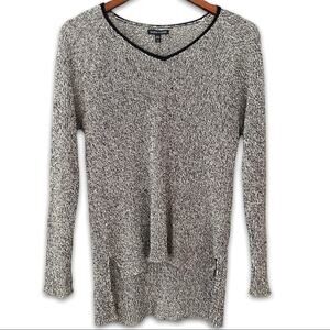 Eileen Fisher Knit Sweater V‎ Neckline Women's Size Small Gray Black Minimalist